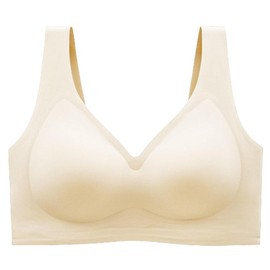 SOFT INTENTION Women's Seamless Bra Wireless Bra Full Coverage Push Up No Underwire Tshirt Comfortable Everyday Plus Size Friendly- Jelly:_Beige - Jelly Strips for Support_L (Size 3)
