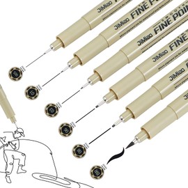 Qionew Micro Fineliner Pens, 6 Pack, Black Fineliners, Multiliner Pens Fine Line Waterproof Ink Set, Study Supplies, artist illustrations, sketches, Bible diaries, Black Art Pens