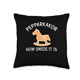 Pepparkakor How Swede It Is Dala Horse Christmas Swedish Throw Pillow