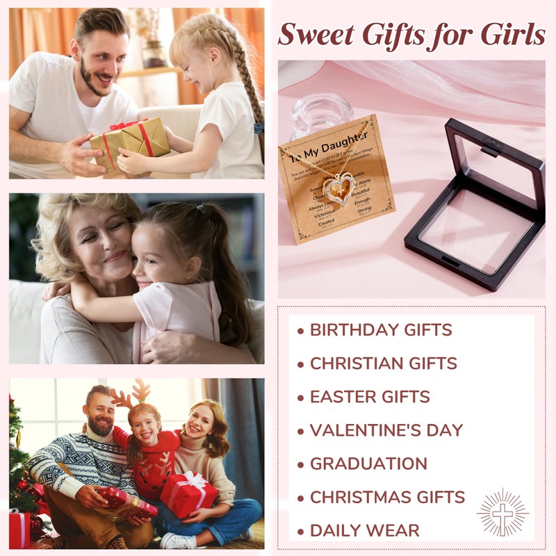 Esrial Granddaughter Daughter Gifts Heart Cross Necklace Gifts
