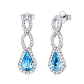 TOUPOP Trendy Dangle Earrings for Women 925 Sterling Silver Stud Earrings for Girls Crystal Jewelry Birthday Christmas Gifts for Mom Daughter Friend, Silver, crystal