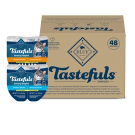 Blue Buffalo Tastefuls Savory Singles Adult Cuts in Gravy Wet Cat Food Variety Pack, Chicken and Turkey Entrée, 2.6-oz Twin-Pack Tray (24 Count - 12 of Each Flavor)