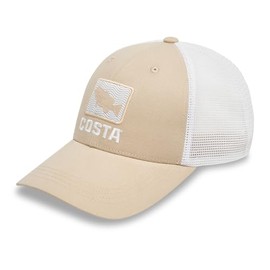 Costa Del Mar Mens Bass Waves Trucker Hat, Oxford Tan, One Size