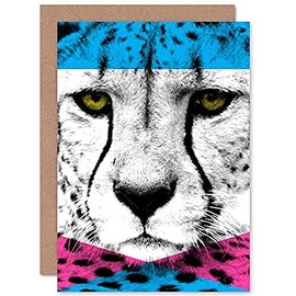 Wee Blue Coo Contemporary Bold CMYK Cheetah Greeting Card With Envelope Inside Premium Quality