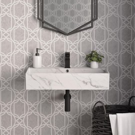 Claire 22” Rectangle Wall-Mount Bathroom Sink in White Marble