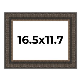 A3 16.5x11.7 Frame Copper-Black Ornate Harvest Moulding with Gold Trim | 2.5 Inch Wide Moulding | Solid Wood Picture Frame with UV Acrylic Plexiglass, Foam Board Backing & Hanging Hardware Included