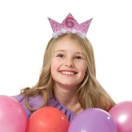 Dimetey 6th Birthday Decor for Girl,Pink Birthday Sash & Flower Headband Crown Set for Girl Princess Party Outfit Accessory (Pink 6th)