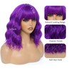 Short Wavy Purple Bob Wig with Bangs Synthetic Wigs for