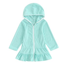 MAYUMMPY - Traje de baño con cierre para la playa y la piscina, vestido con capucha para nadar y nadar, Azul, 4-5T