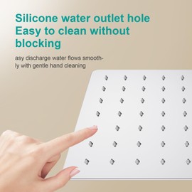 AULEEND Square Shower head, High Flow Stainless Steel Square Rainfall Shower Head, High Pressure Design Even at Low Water Flow (Chrome)