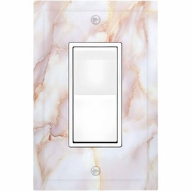 Donecmminery Decorative Outlet Covers Pink Jade Marble Granite 1 Gang Single Rocker Light Switch Cover Plate Wall Plates Gfci Faceplate For Bathroom Kitchen Decor