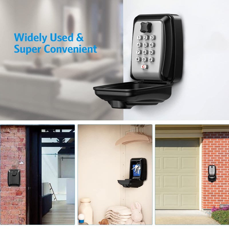 AMIR Key Lock Box for Outside, Wall Mounted Lockbox for