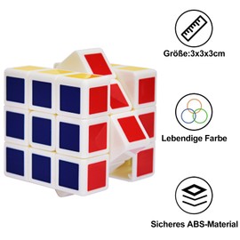 Willingood Mini Rubik's Cube, White, Pack of 12, 3 x 3 x 3 cm, Party Bags, Children's Birthday Party Favours for Christmas, Travel Games, Birthday, Girls and Boys