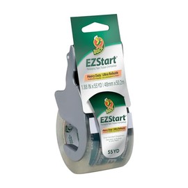 Duck EZ Start - Cinta de embalaje de un solo rollo con dispensador, cinta de embalaje transparente para correo, mudanza, envío y almacenamiento, cinta silenciosa de fácil inicio para cajas y envío, 1.88 pulgadas x 55.5 Yd. (1259457)