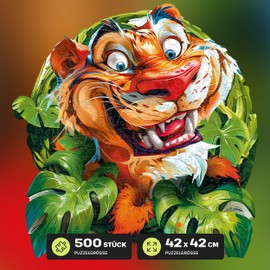 ESC WELT Tiger Wooden Puzzle 500 Pieces - Challenging Thinking Game for Children and Adults - Environmentally Friendly & Fun Learning Toy - Challenging Game - Wooden Thinking Game