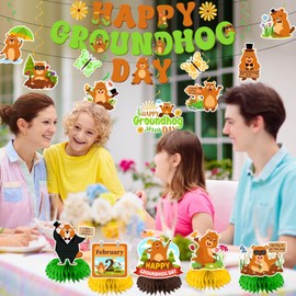 Groundhog Day Ceiling Decorations,Groundhog Day Hanging Decoration Groundhog Day Foil Ceiling Hanging Swirls for Indoor Outdoor Groundhog Day