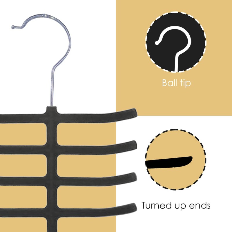 Home Basics 3-Pack Non-Slip Velvet Tie Hanger Organizer Rack 360°