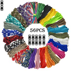 56Pcs 28 Color 10 Ft Paracord Cord 550 Bracelets Kit Vankcp Crafting Multifunction Ropes with Buckles for Lanyards Keychain Dog Collar Woven Outdoor Survival Rope DIY Manual Braiding Supplies