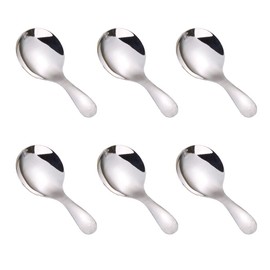 JIHUOO 6 Pieces Small Salt Spoons Stainless Steel Tea Spoons Sugar Spoon Spoon with Short Handle for Jam Jars Spices Coffee Silver