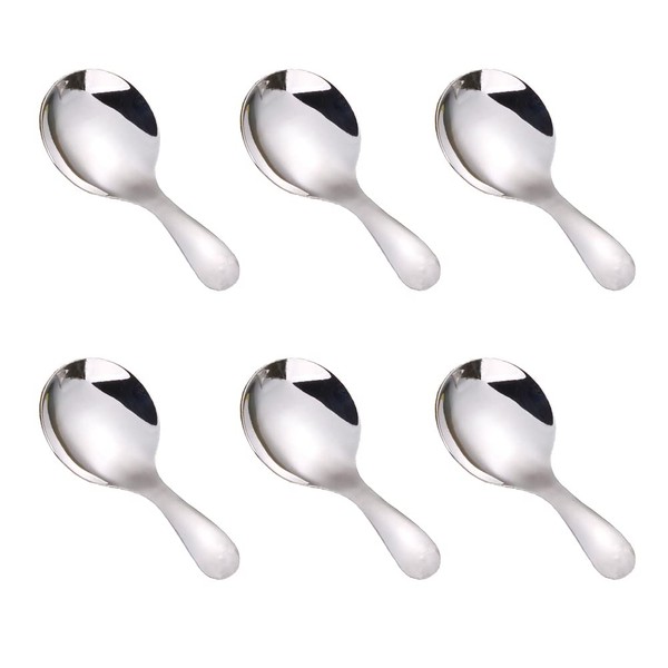 JIHUOO 6 Pieces Small Salt Spoons Stainless Steel Tea Spoons