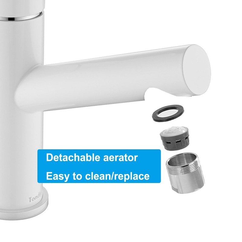 Tondiy Bathroom Tap, White, Washbasin Tap with Spout, Height 87