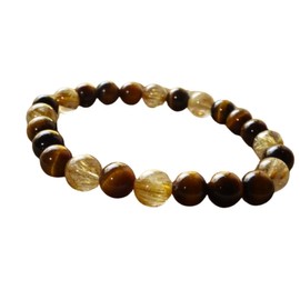 Kanaishi∞ The Strongest Gold Luctile Quartz for Your Wrist! Gold Rutile Tiger Eye Bracelet, Women's, Men's, Natural Stone, Power Stone, 0.3 inches (8 mm), (For Purification, Ripped Stone) (Ladies' M, Approx. 6.3 inches (16 cm) (General Women's))
