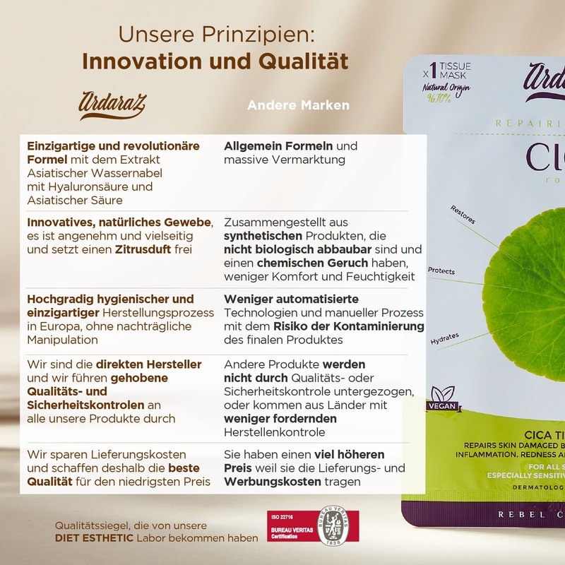Moisturising cloth masks face, repairs, soothes and regenerates, rich in