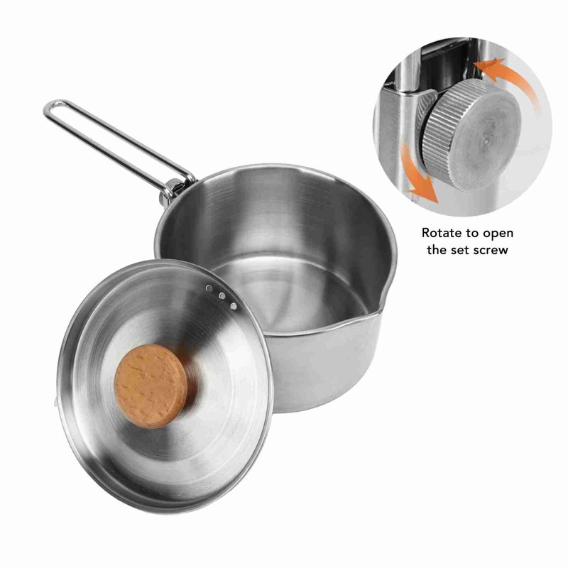 Camping Pot 304 Stainless Steel Portable Camping Kettle with Foldable