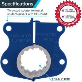 HoldRite 262J8 Silencer Thru-Stud Isolator, 3/4 Inch, 8 Pack