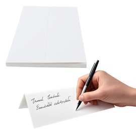 MOTOFITOOL Printable Name Tent Cards 3-1/2" x 11" - Blank Folding Place Cards for Table Settings, Business Meetings & Weddings - 30 Pack, White 80lb Cover