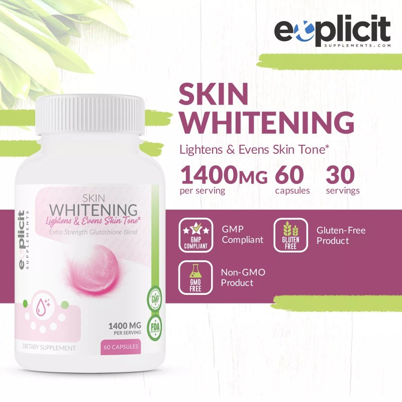 eXplicit Supplements Skin Whitening Supplement - Lighten Skin Tone, 60
