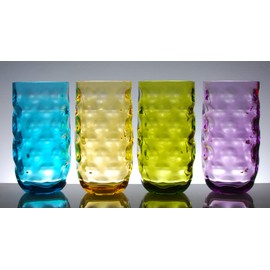 QG 22 oz Clear Colorful Acrylic Plastic Iced Tea Cup Drinking Glasses Tumbler Set of 4