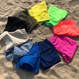 [Gihwegongjakso] Lowest Price Couple Unisex Beach Shorts & Swimwear Shorts-Fluorescent Orange M