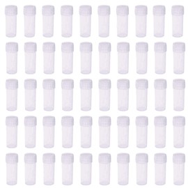 Bujingyun 5ml Plastic Test Tubes Small Bottle Vial Storage Vial Storage Container for Lab -50pcs