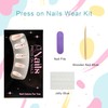 QEYRIYI White French Tip Press on Nails Medium Almond Fake