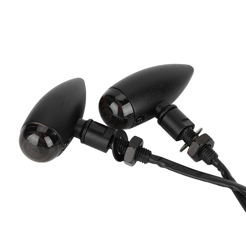 Retro Bullet Motorcycle Taillights Brake Turn Signal Light Indicator Black