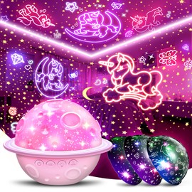 Planet Projector for Kids Toys for 1-12 Year Old Girls,Unicorn Night Light for Kids,Cute Lamp for Nursery,Pink Room Decor Girls Birthday Gifts (Pink)