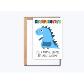 GreenStar Gifts Gramps Dinosaur Card Grampssaurus - Dinosaur Birthday Card - Gramps Birthday Card - Happy Birthday Card - Father's Day Card - Card For Gramps