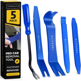 Tresalto Tresalto Auto Trim Removal Tool Kit - 5-Piece No Scratch Pry Tool Set for Car Panel and Dashboard Removal - Includes Door Panel Tool, Push Rivets, Car Clips - Essential for Interior Trim Work - Blue