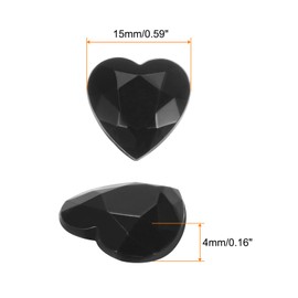 sourcing map 40 Pcs Acrylic Heart Rhinestone 15mm Flat Back Plastic Gems Jewelry Stickers for Craft Bead Face Painting Costume Jewelry Making, Black