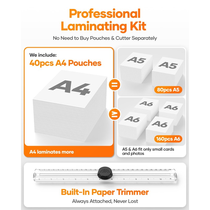 Laminator Machine with 40 Pack Letter Size Laminating Pouches (8.5"