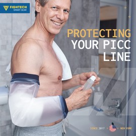 FIGHTECH PICC Line Shower Cover | Available in 3 Sizes | Reusable IV & PICC Line Sleeve | Waterproof Cast Cover for Elbow | picc Line Covers for Upper Arm (2 Pack, Weight: 120-150 pounds)