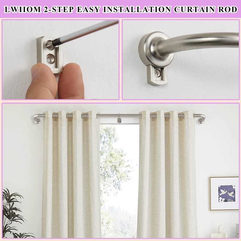 Brushed Nickel Disc Curtain Rods, 48-84 Inches Window Curtain Rod,Adjustable