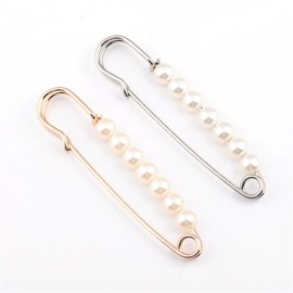 tanxuan 2 Pieces Artificial Pearl Brooches Pant Waist Tightener Safety Pins for Women Girls Wedding Party Decorations Jewelry Gift, Yellow