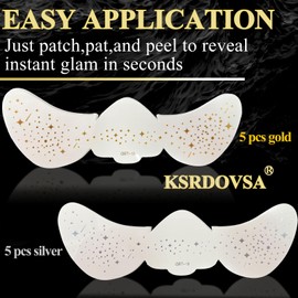 Glitter Freckles,10PCS Glitter Freckles Face Tattoo Temporary, Waterproof Sparkle Freckles Freckle Tattoo, Cute Face Glitter Makeup Patches Stickers (Gold + Silver)