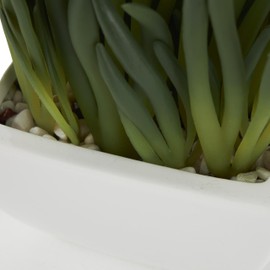 Deco 79 Faux Foliage Artificial Plant with White Ceramic Pot, 8" x 6" x 8", Green