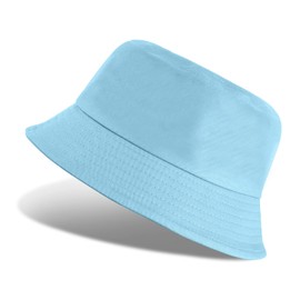Tuopuda Bucket Hat for Women Unisex Cotton Summer Men Sun Hat Foldable Solid Color Beach Cap Wide Brim Fisherman Hat for Casual Shopping Sports Holidays Hiking Camping, Blue-A
