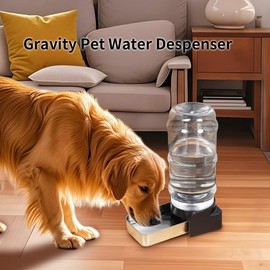 PAKEWAY Automatic Stainless Steel Pet Waterer 1.9 Gal/7.2L, Gravity Stainless Steel Water Dispenser, Large Capacity Water Feeder for Medium and Large-Sized Dogs