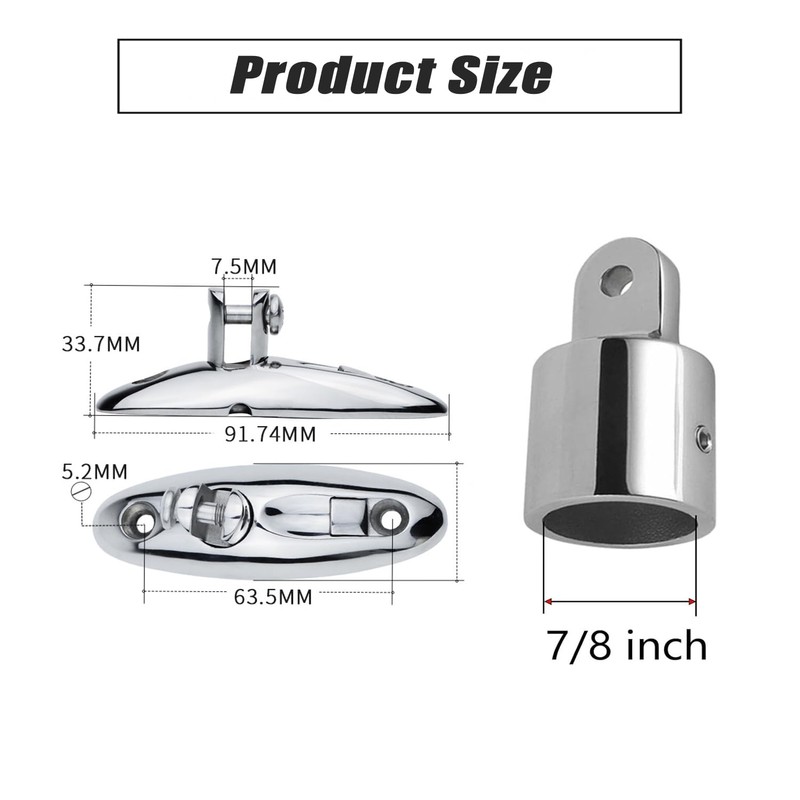 Baieasy Bimini Top Hardware, Deck Side Mounted Quick Release Hinges,