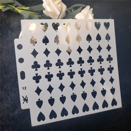 Lottoy Poker Card DIY Hollow Design PET Plastic Stencil, Perfect for Textile Design, Wall Design, Windows, Paper, Scrapbooking, Children's Crafts, 13 x 14 cm/5.12 x 5.51 inches